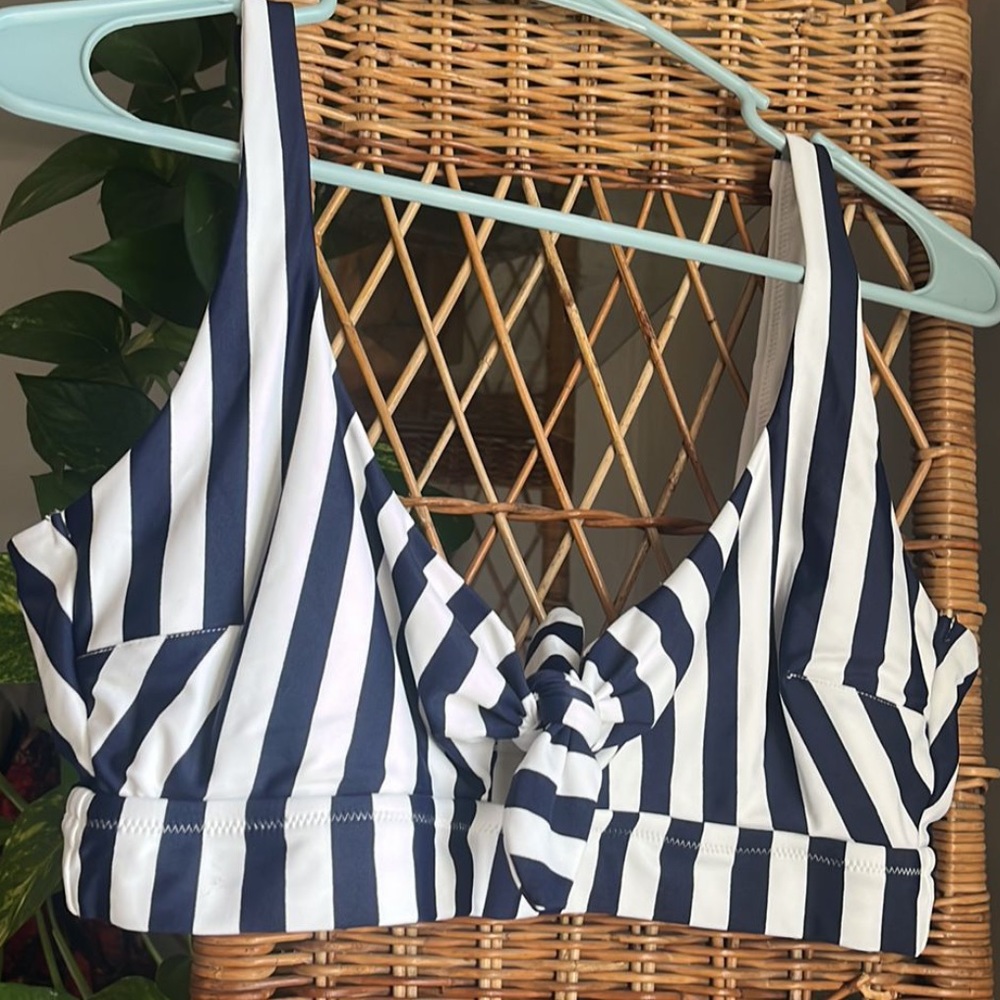 Aerie Bikin Nautical Striped Toe Knot Top